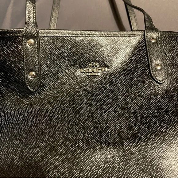 Coach City Signature Reversible Tote Bag - Turquoise/Blk Rose Print - Picture 8 of 16